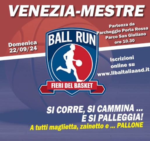 Grafica con stemma con giocatore di basket che corre col pallone, con titolo dell'evento e informazioni