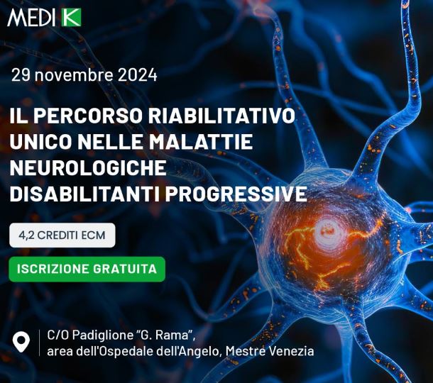 Sullo sfondo immagine di un neurone. A sinistra titolo dell'evento e informazioni