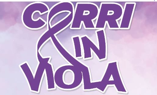 Elaborazione grafica della scritta "Corri in Viola"