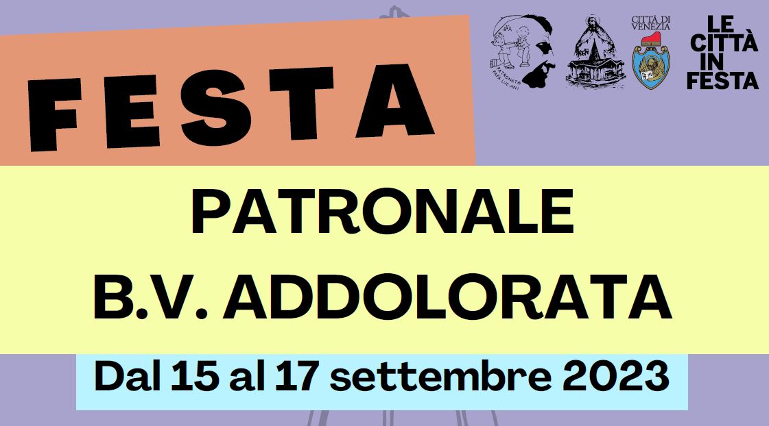 Grafica con scritta "Festa patronale B.V. ADDOLORATA"