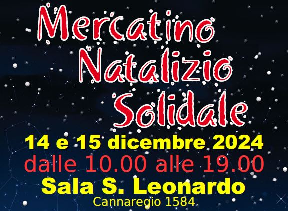 Composizione grafica: titolo dell'evento e informazioni poste sullo sfondo di un cielo stellato