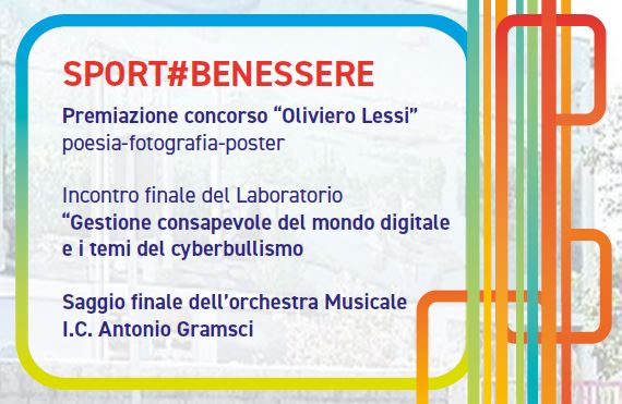 Grafica: a sx titolo dell'evento e informazioni iscritte in un rettangolo le cui linee si intrecciano con 5 rette parallele a dx