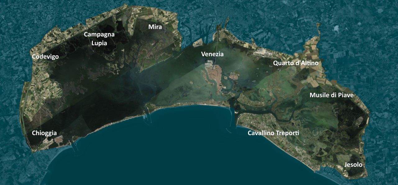 veduta satellitare estensione sito unesco venezia e la sua laguna